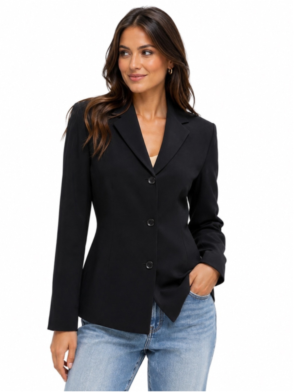 Women's Anne Klein Classic 3-Button Tailored Blazer Black Size 10